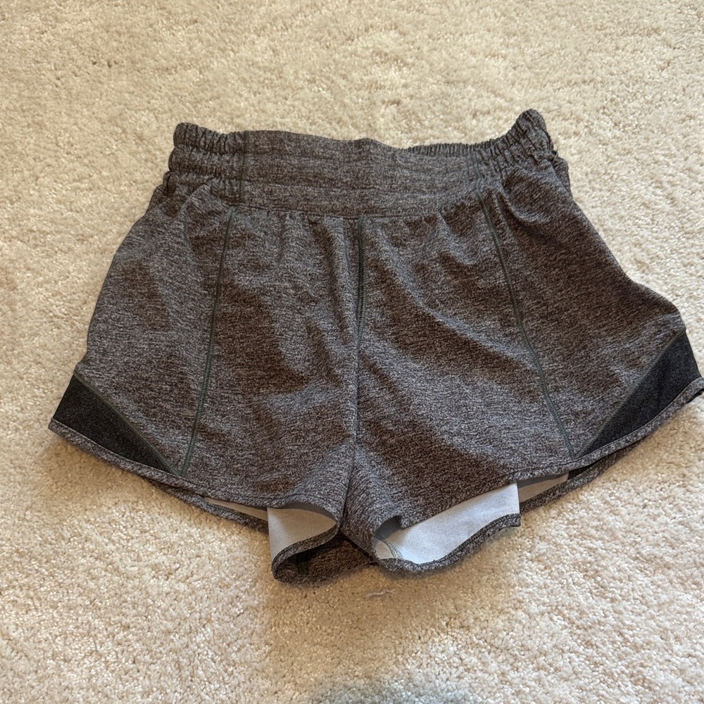 Heather Grey Lululemon Hotty Hot Shorts: 2 Tall